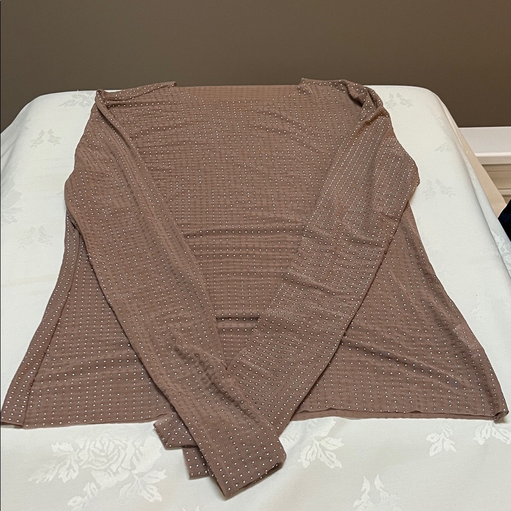 Brown Long Sleeve Top with Studded Design